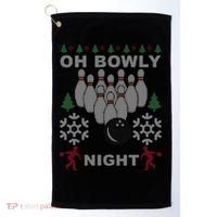 Oh Bowly Night Ugly Christmas Golf Towel thumb 0