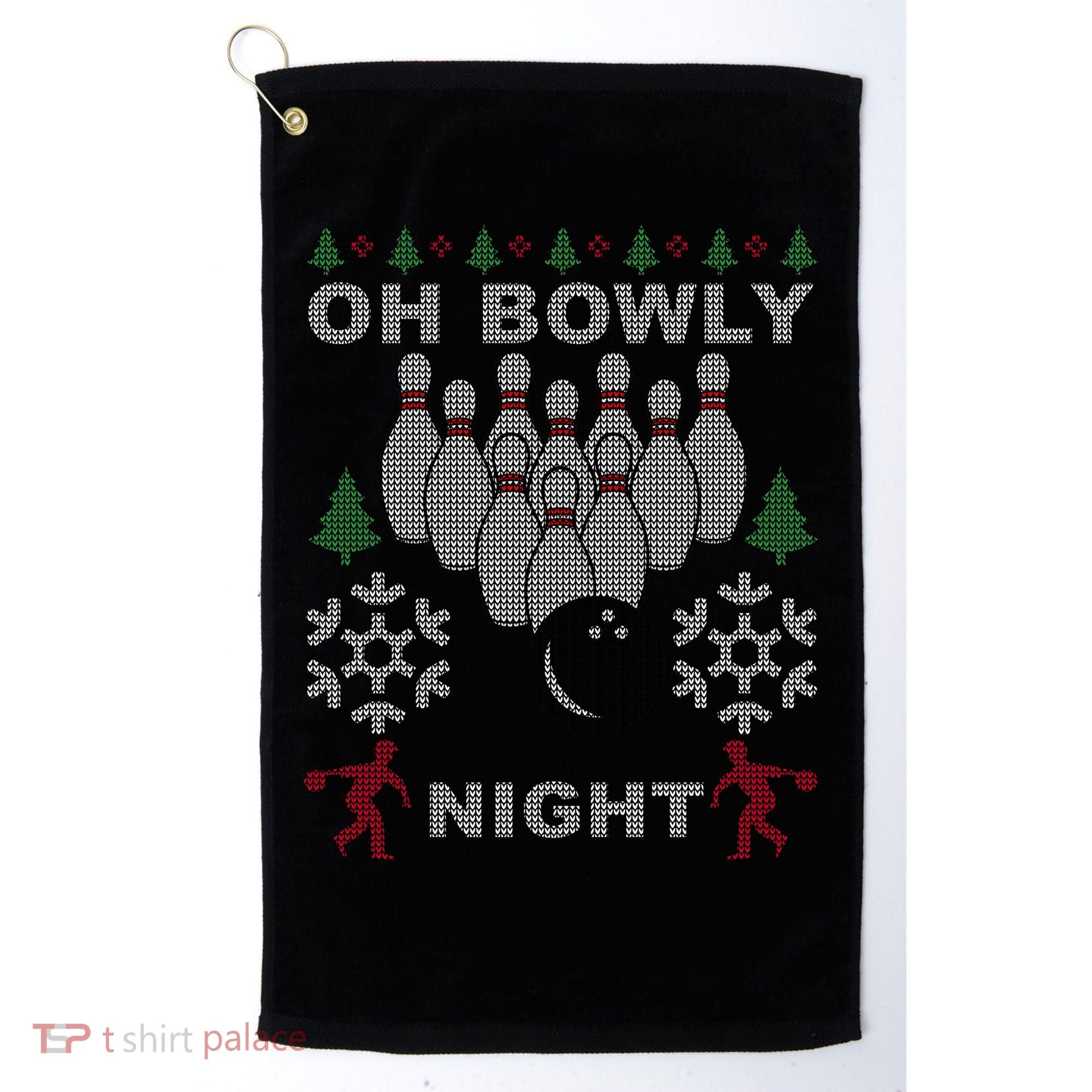 Oh Bowly Night Ugly Christmas Golf Towel