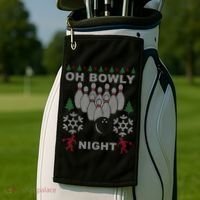 Oh Bowly Night Ugly Christmas Golf Towel thumb 2