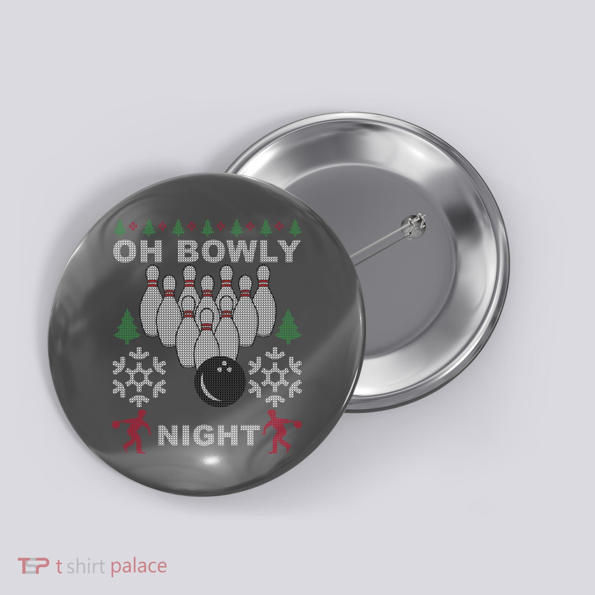 Oh Bowly Night Ugly Christmas Button