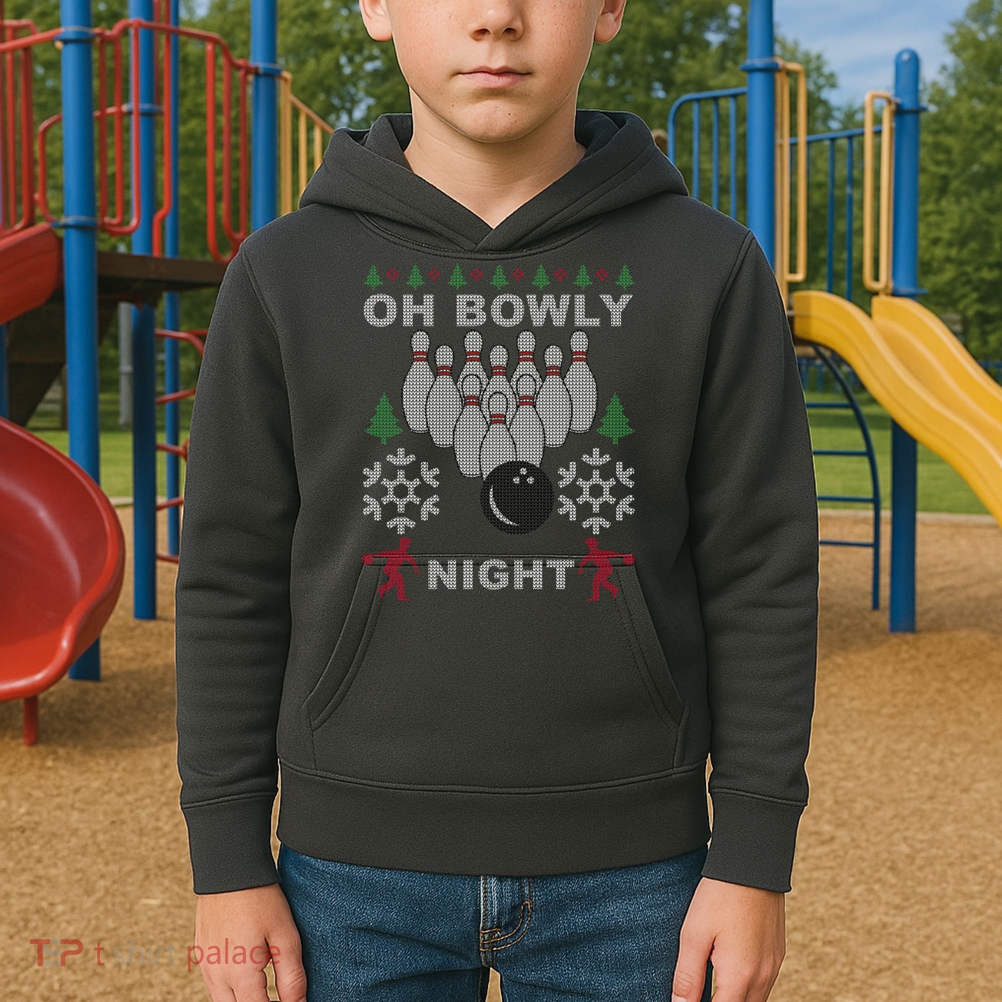 Oh Bowly Night Ugly Christmas Kids Hoodie