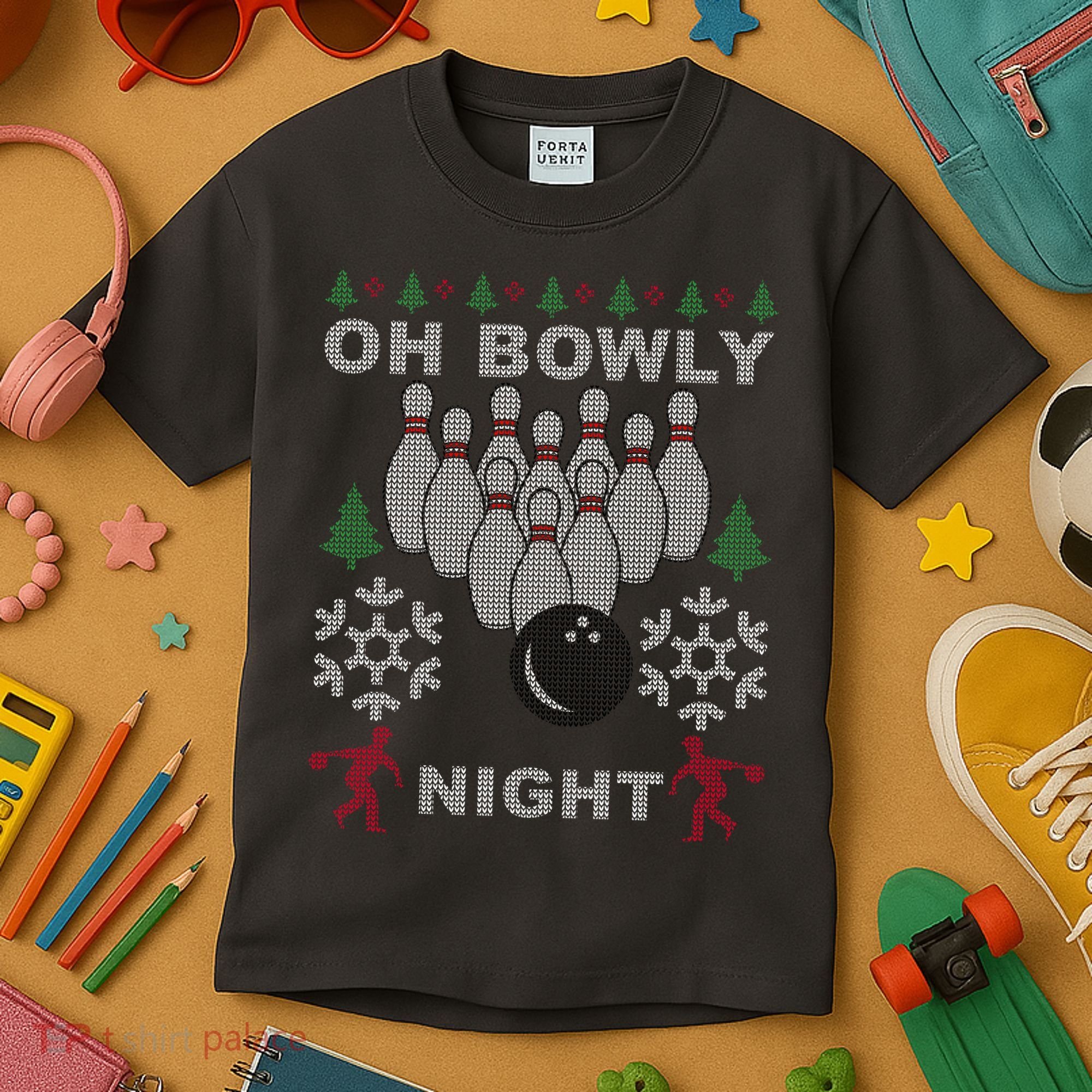 Oh Bowly Night Ugly Christmas Kids T-Shirt