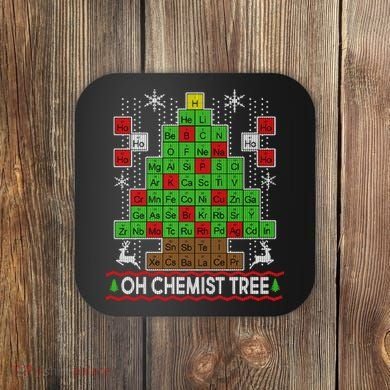 Oh Chemist Tree Ugly Christmas Sweater Coaster