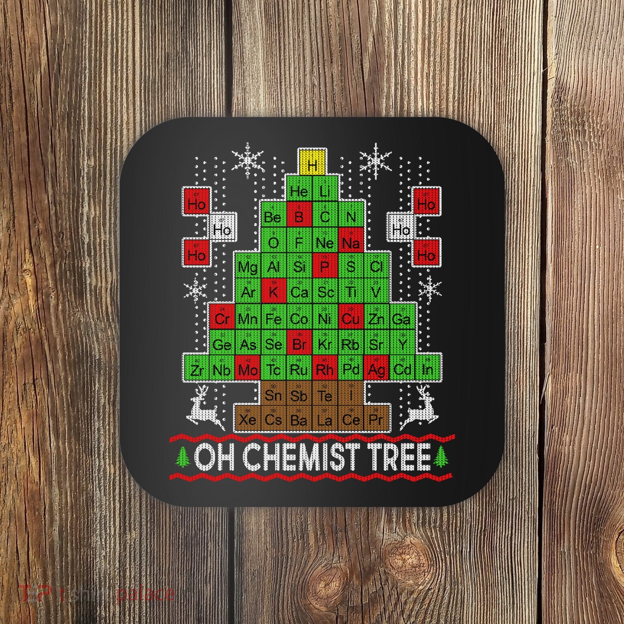 Oh Chemist Tree Ugly Christmas Sweater Coaster