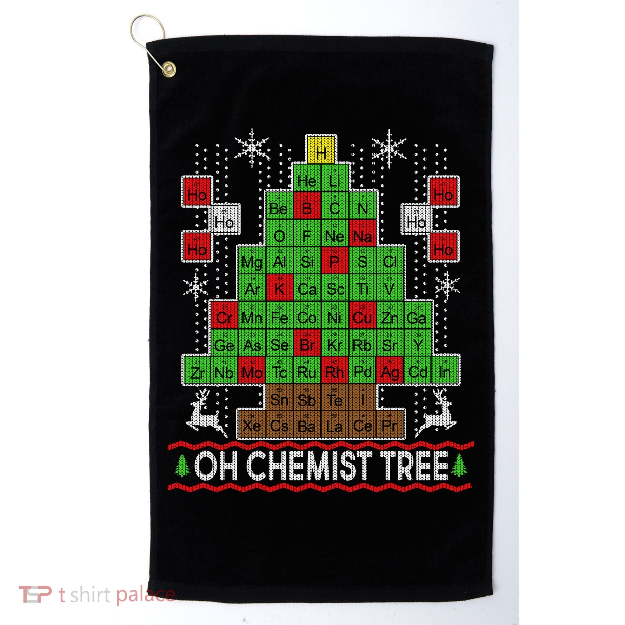 Oh Chemist Tree Ugly Christmas Sweater Golf Towel