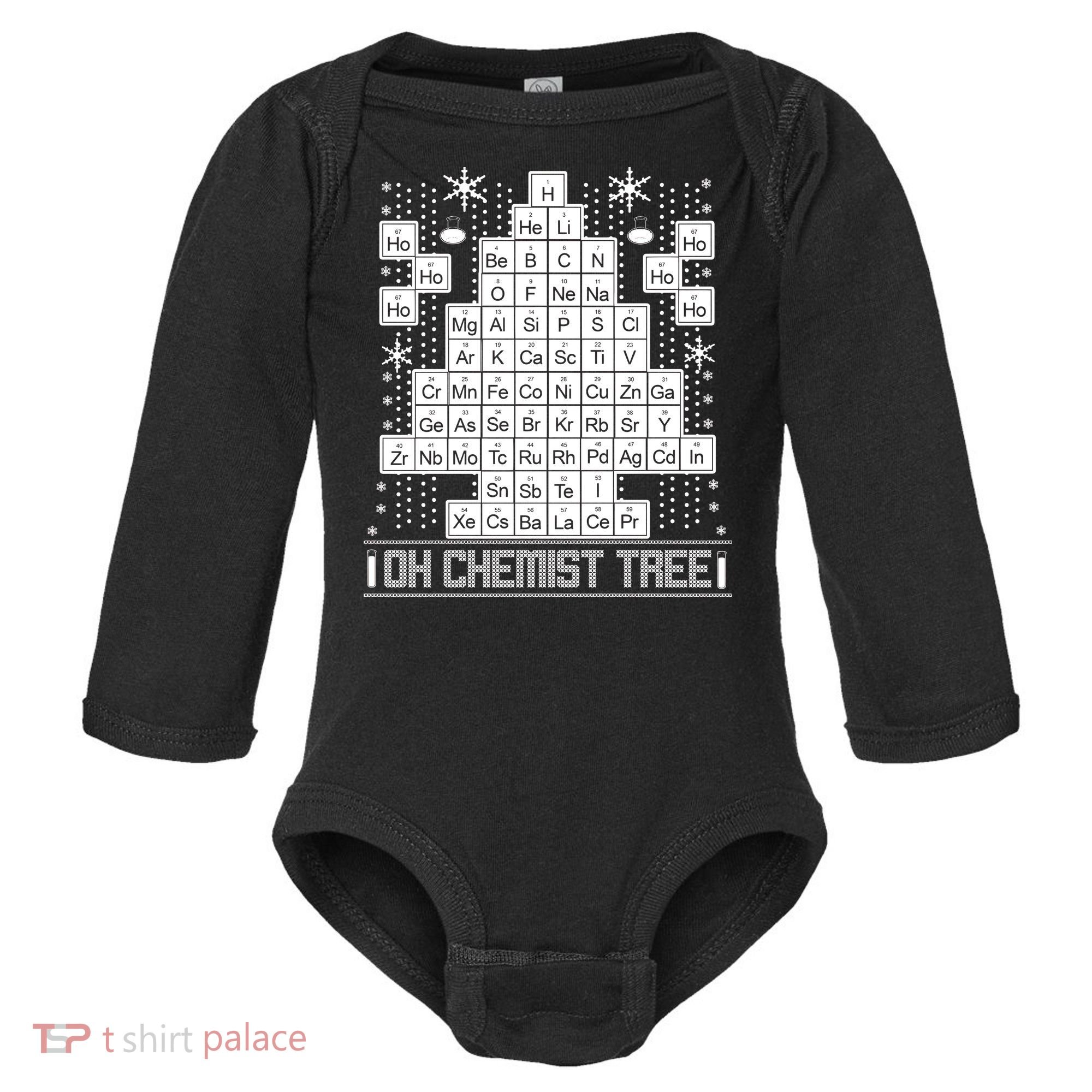 Oh Chemistry Tree Chemist Ugly Christmas Sweater Baby Long Sleeve Bodysuit