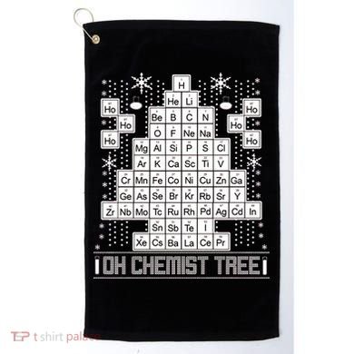 Oh Chemistry Tree Chemist Ugly Christmas Sweater Golf Towel