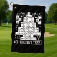 Oh Chemistry Tree Chemist Ugly Christmas Sweater Golf Towel thumb 1