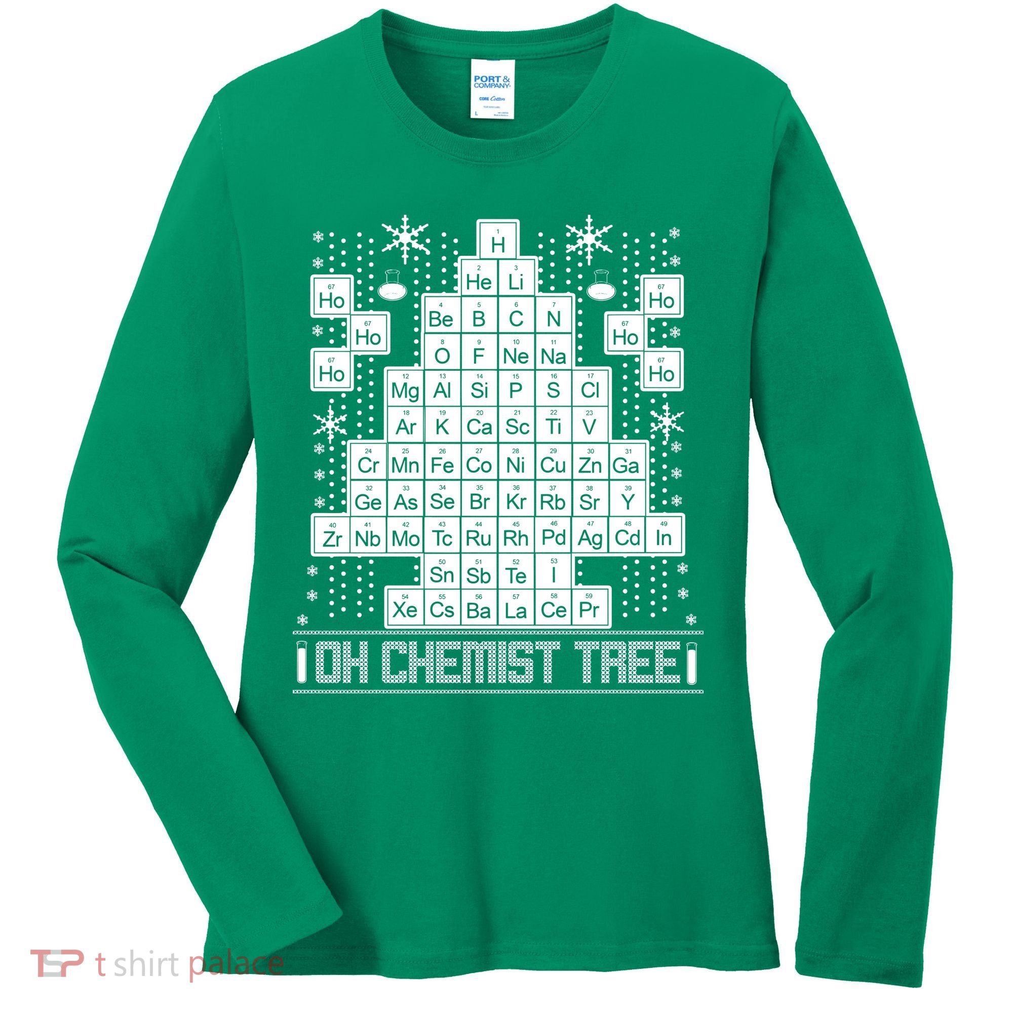 Oh Chemistry Tree Chemist Ugly Christmas Sweater Women's Long Sleeve Shirt