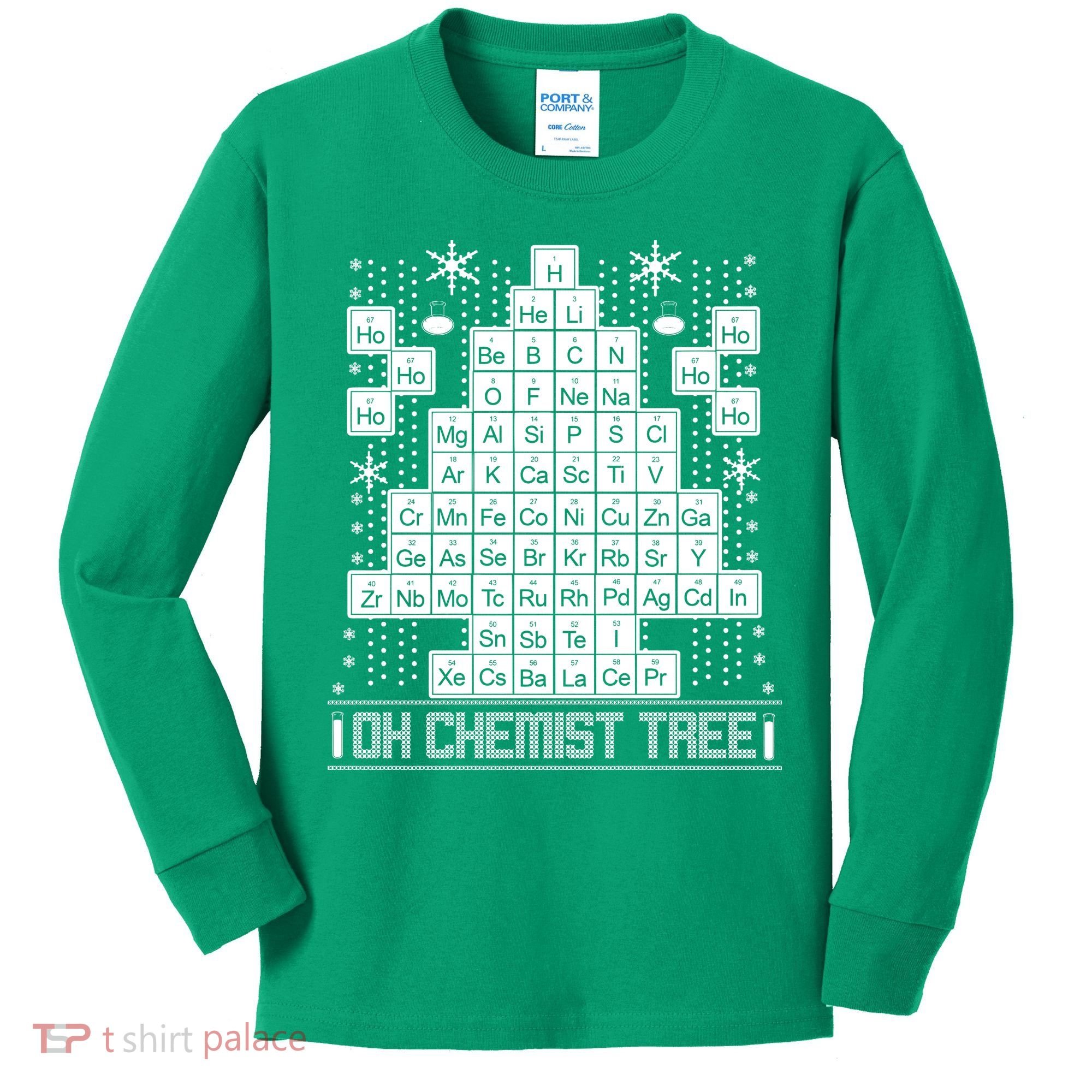Oh Chemistry Tree Chemist Ugly Christmas Sweater Kids Long Sleeve Shirt