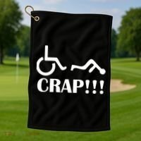 Oh Crap Wheel Chair Fail Golf Towel thumb 1