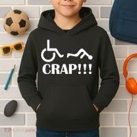 Oh Crap Wheel Chair Fail Kids Hoodie thumb 2