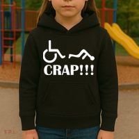 Oh Crap Wheel Chair Fail Kids Hoodie thumb 3
