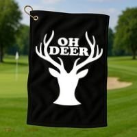 Oh Deer Funny Christmas Golf Towel thumb 1
