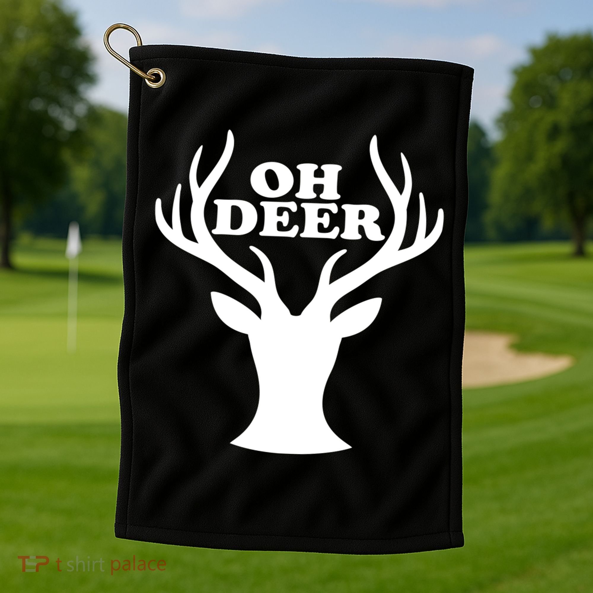 Oh Deer Funny Christmas Golf Towel