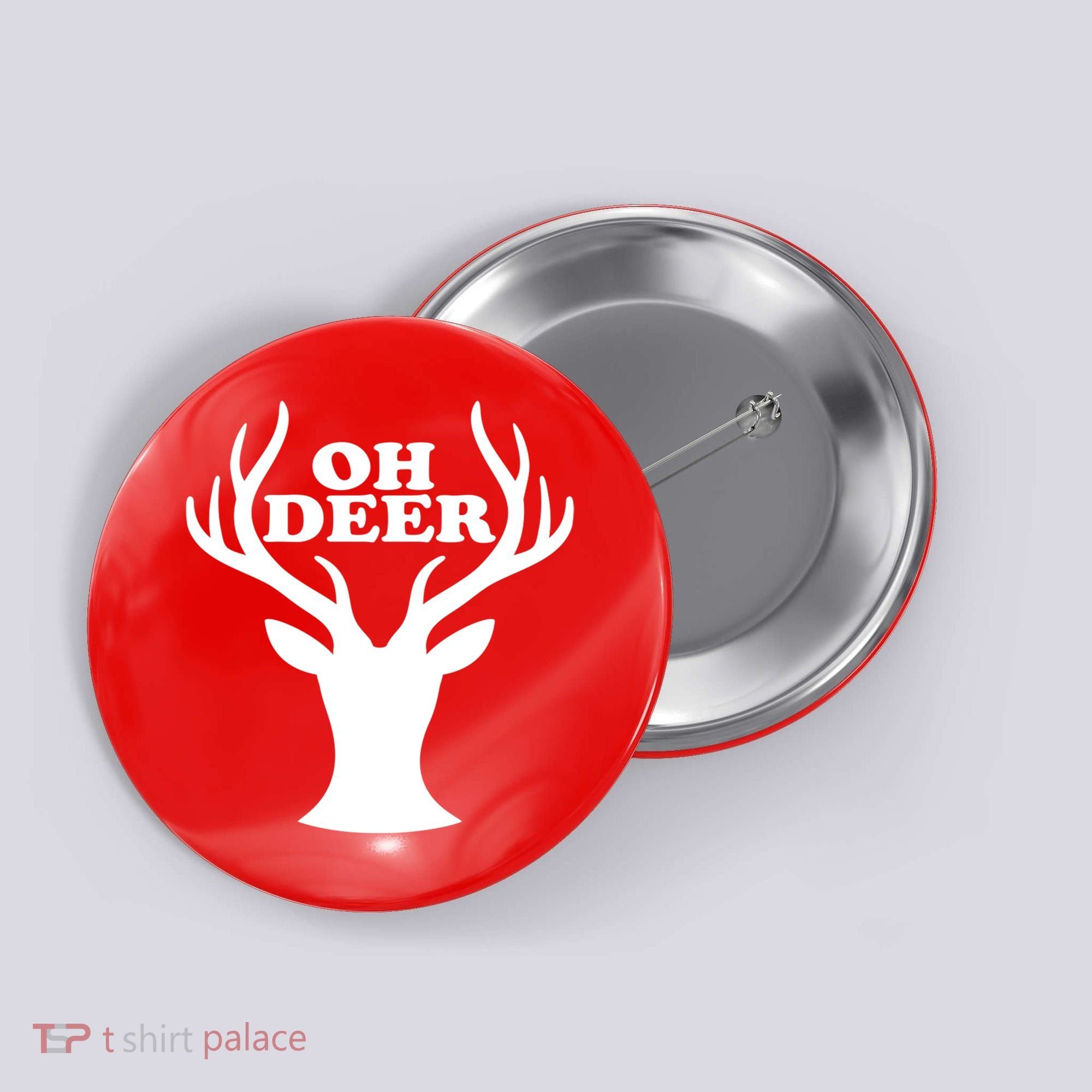 Oh Deer Funny Christmas Button