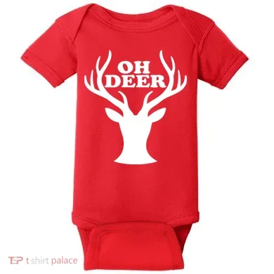 Oh Deer Funny Christmas Baby Bodysuit