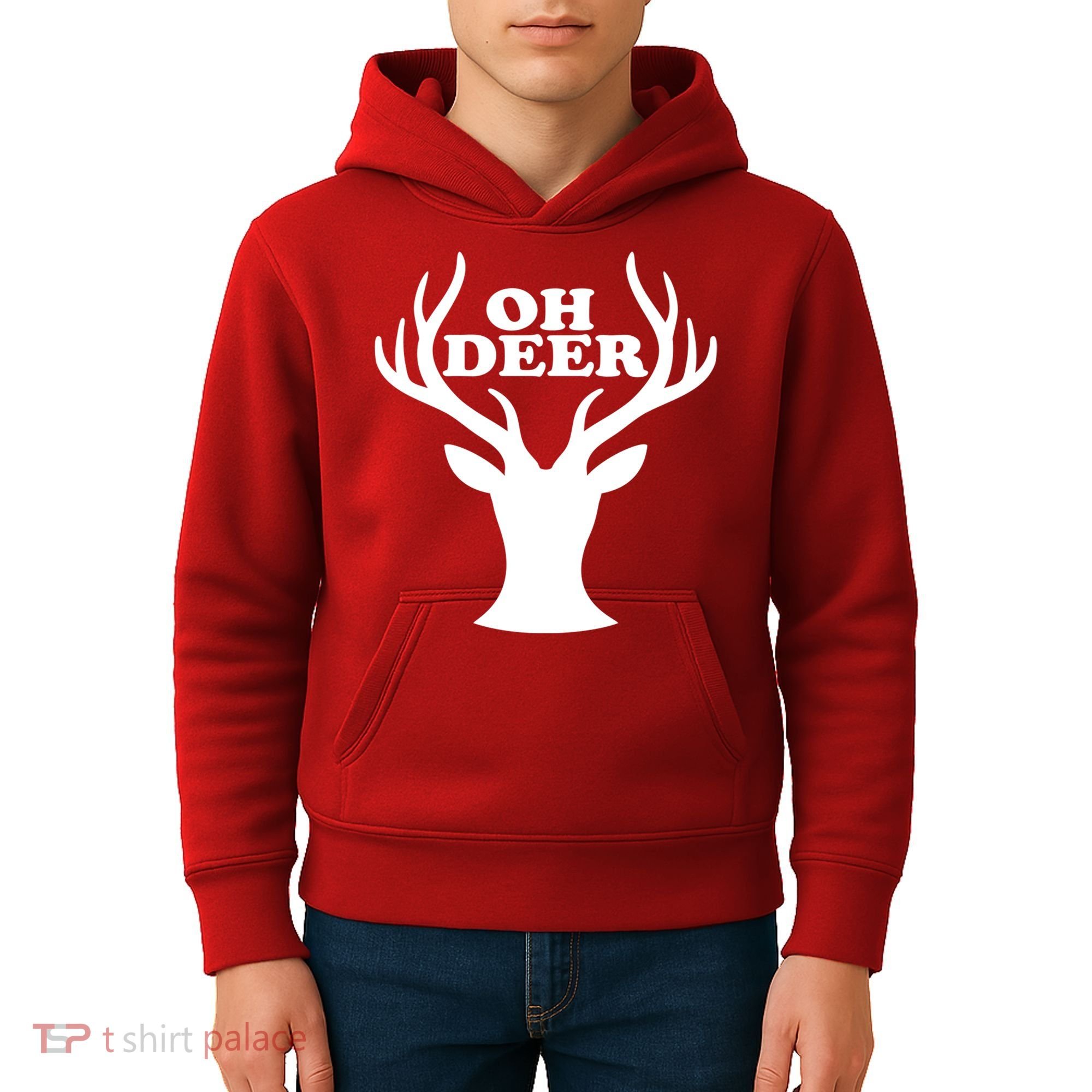 Oh Deer Funny Christmas Kids Hoodie