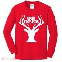 Oh Deer Funny Christmas Kids Long Sleeve Shirt thumb 0