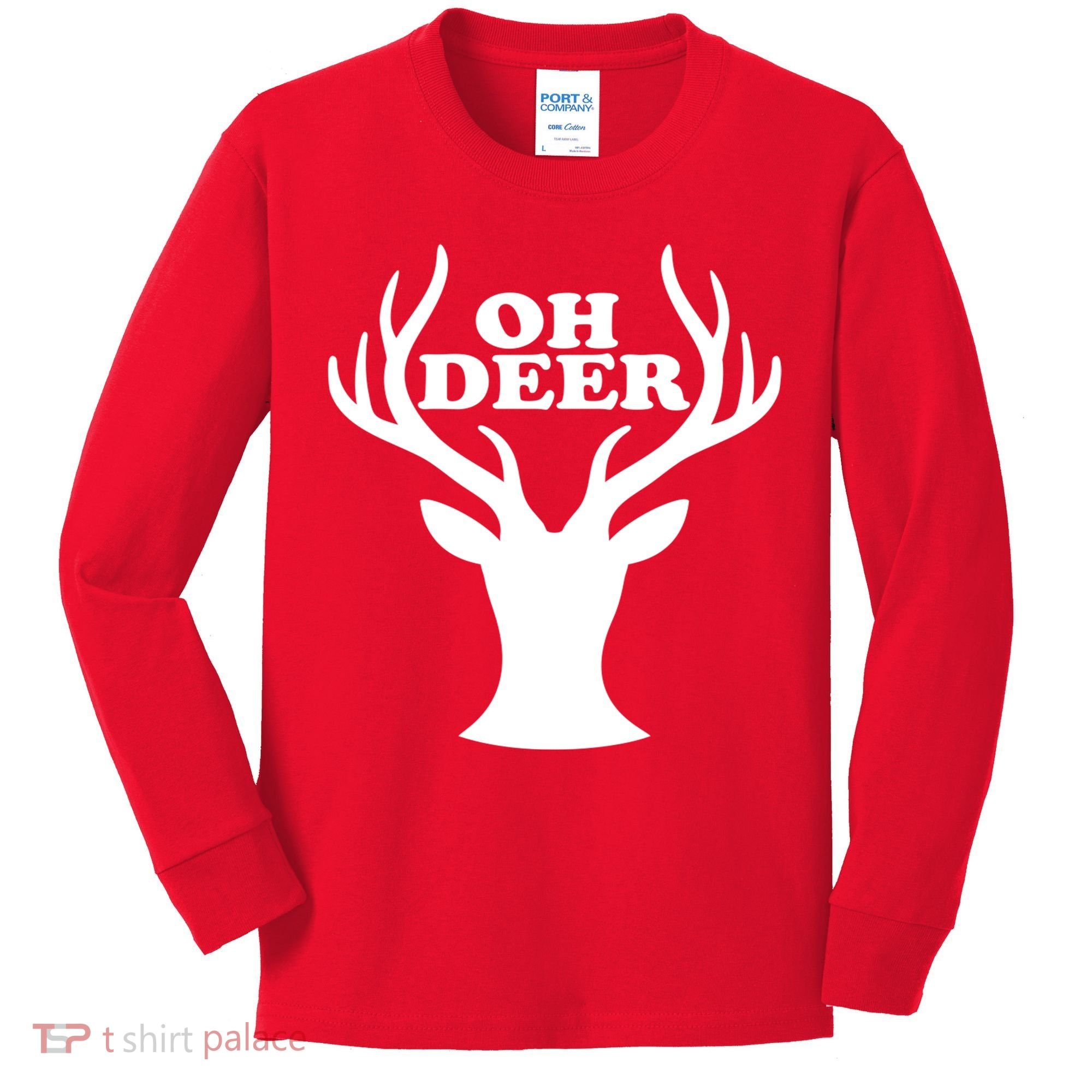 Oh Deer Funny Christmas Kids Long Sleeve Shirt