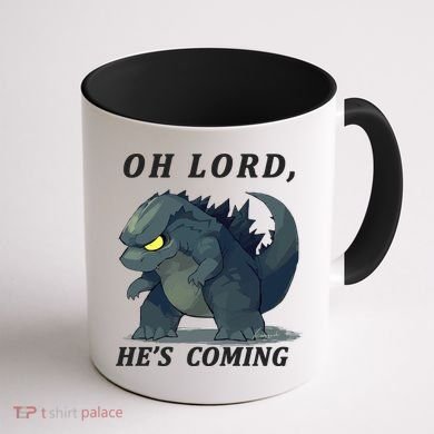 Oh Lord He's Coming Funny Monster Coffee Mug back