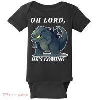 Oh Lord He's Coming Funny Monster Baby Bodysuit thumb 0