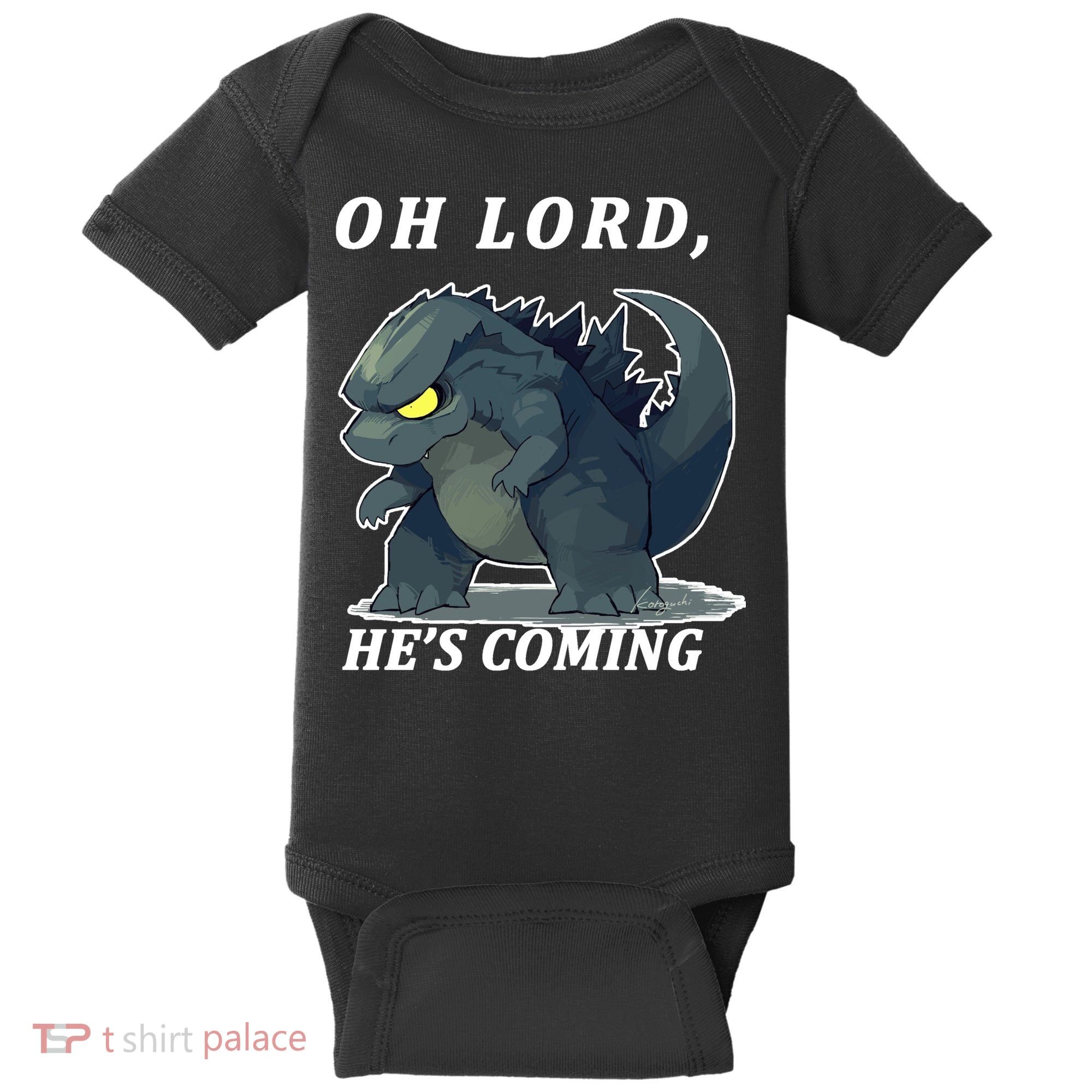 Oh Lord He's Coming Funny Monster Baby Bodysuit