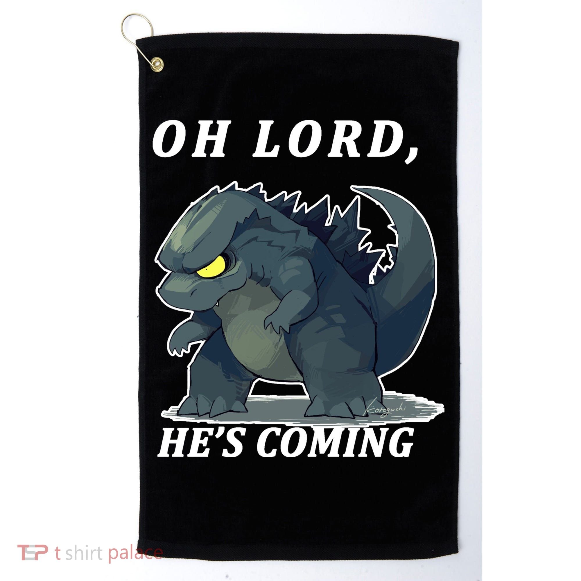 Oh Lord He's Coming Funny Monster Golf Towel