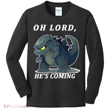 Oh Lord He's Coming Funny Monster Kids Long Sleeve Shirt