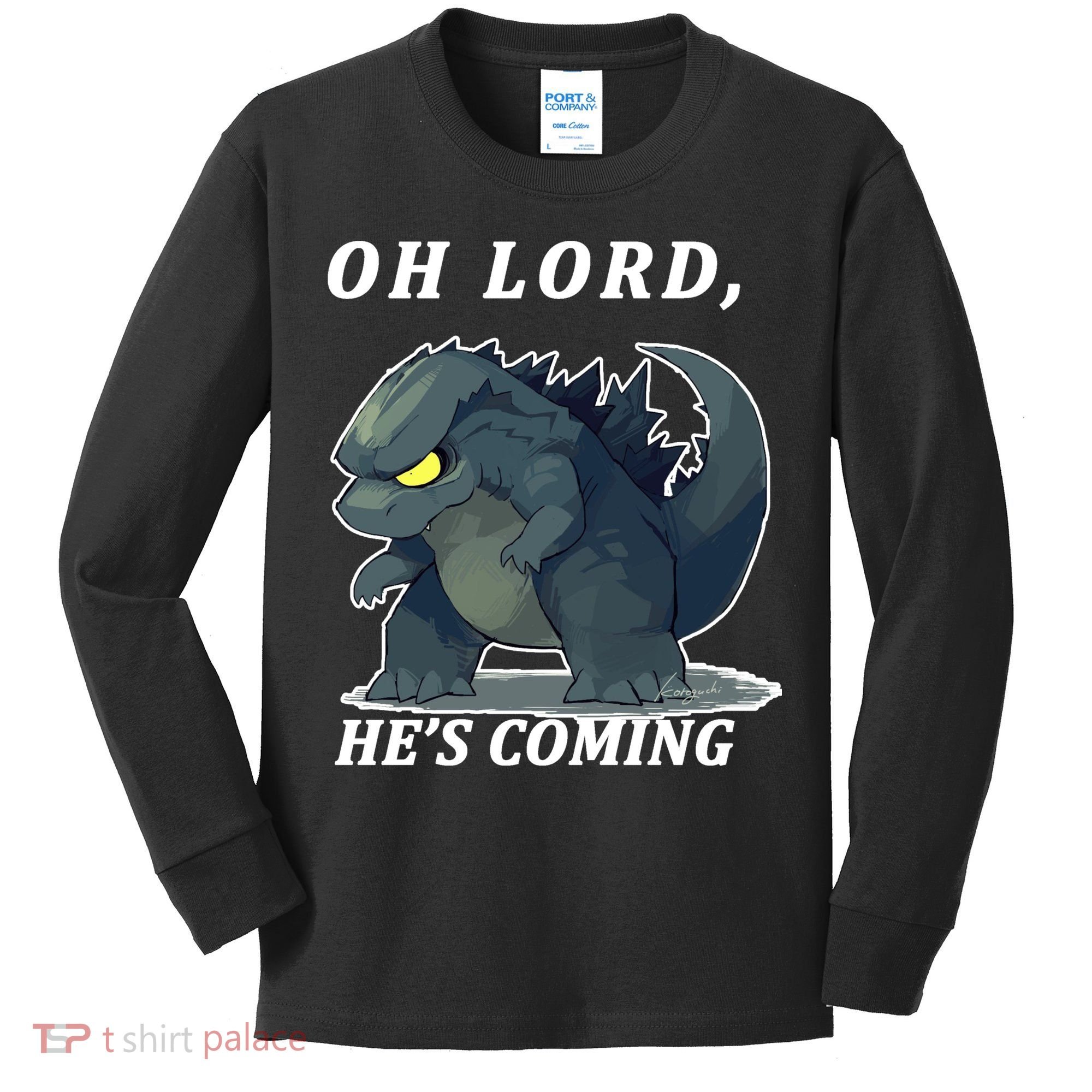 Oh Lord He's Coming Funny Monster Kids Long Sleeve Shirt