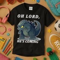 Oh Lord He's Coming Funny Monster Kids T-Shirt thumb 3
