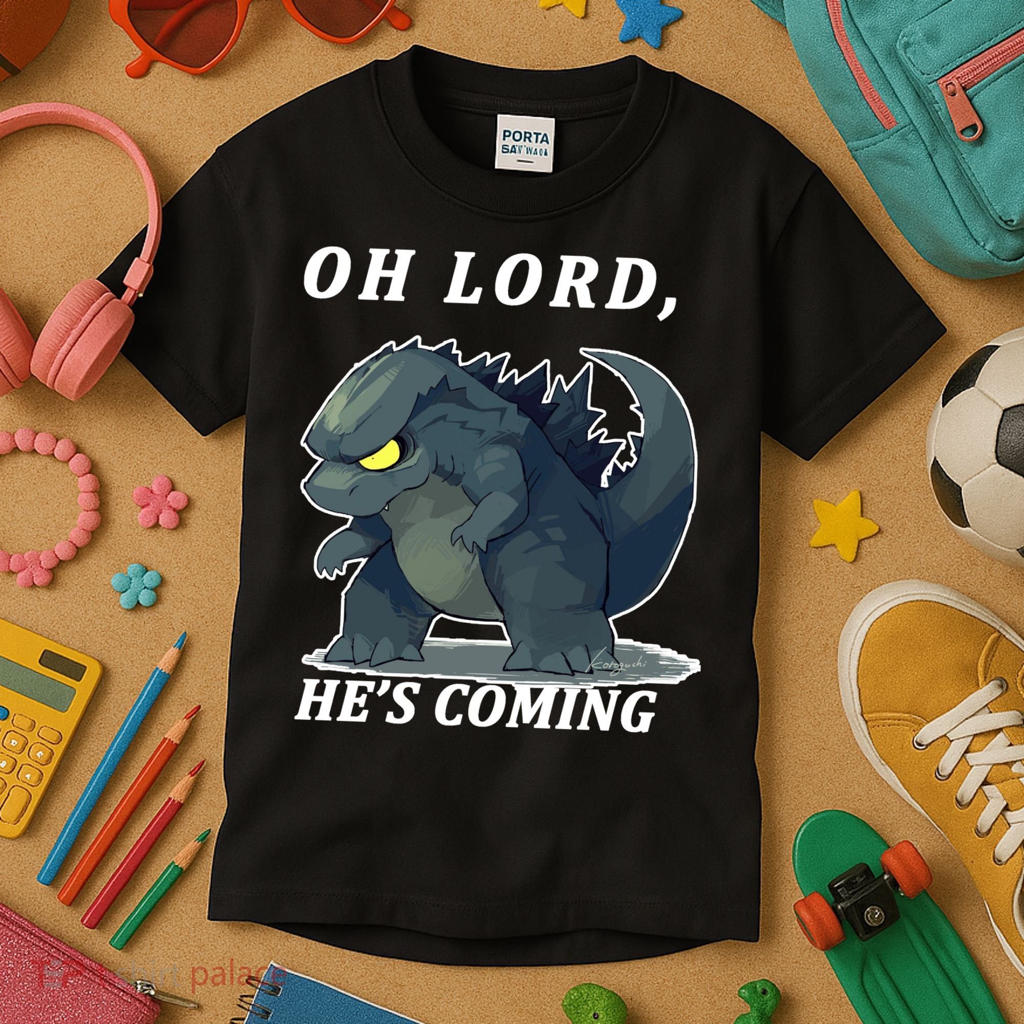 Oh Lord He's Coming Funny Monster Kids T-Shirt