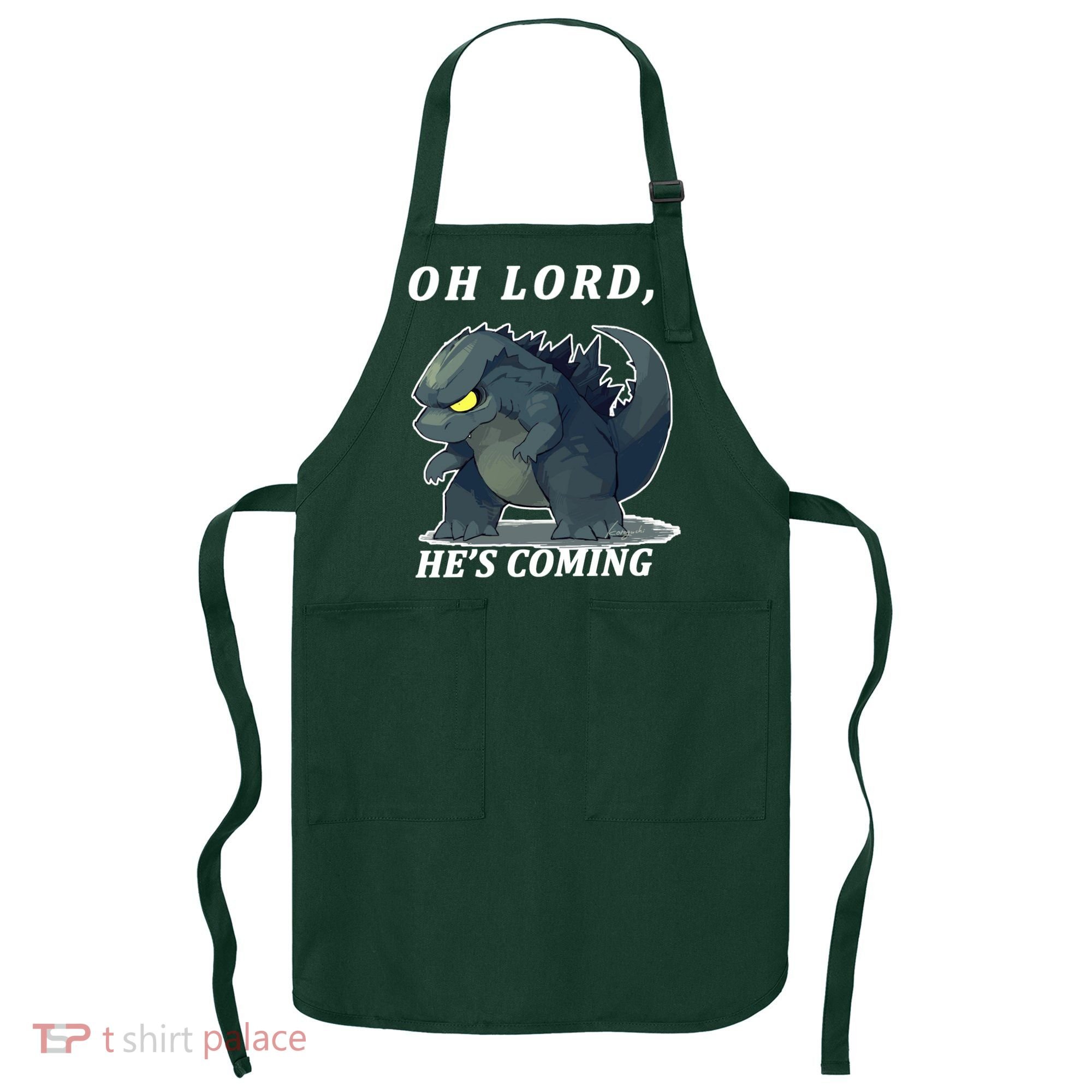 Oh Lord He's Coming Funny Monster Apron