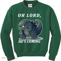 Oh Lord He's Coming Funny Monster Kids Sweatshirt thumb 0