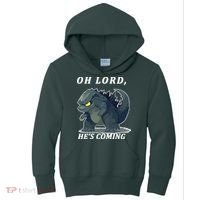 Oh Lord He's Coming Funny Monster Kids Hoodie thumb 0