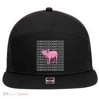 Oh My God Pig 7 Panel Mesh Trucker Snapback Hat thumb 0