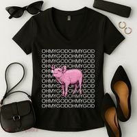 Oh My God Pig Women's V-Neck T-Shirt thumb 2