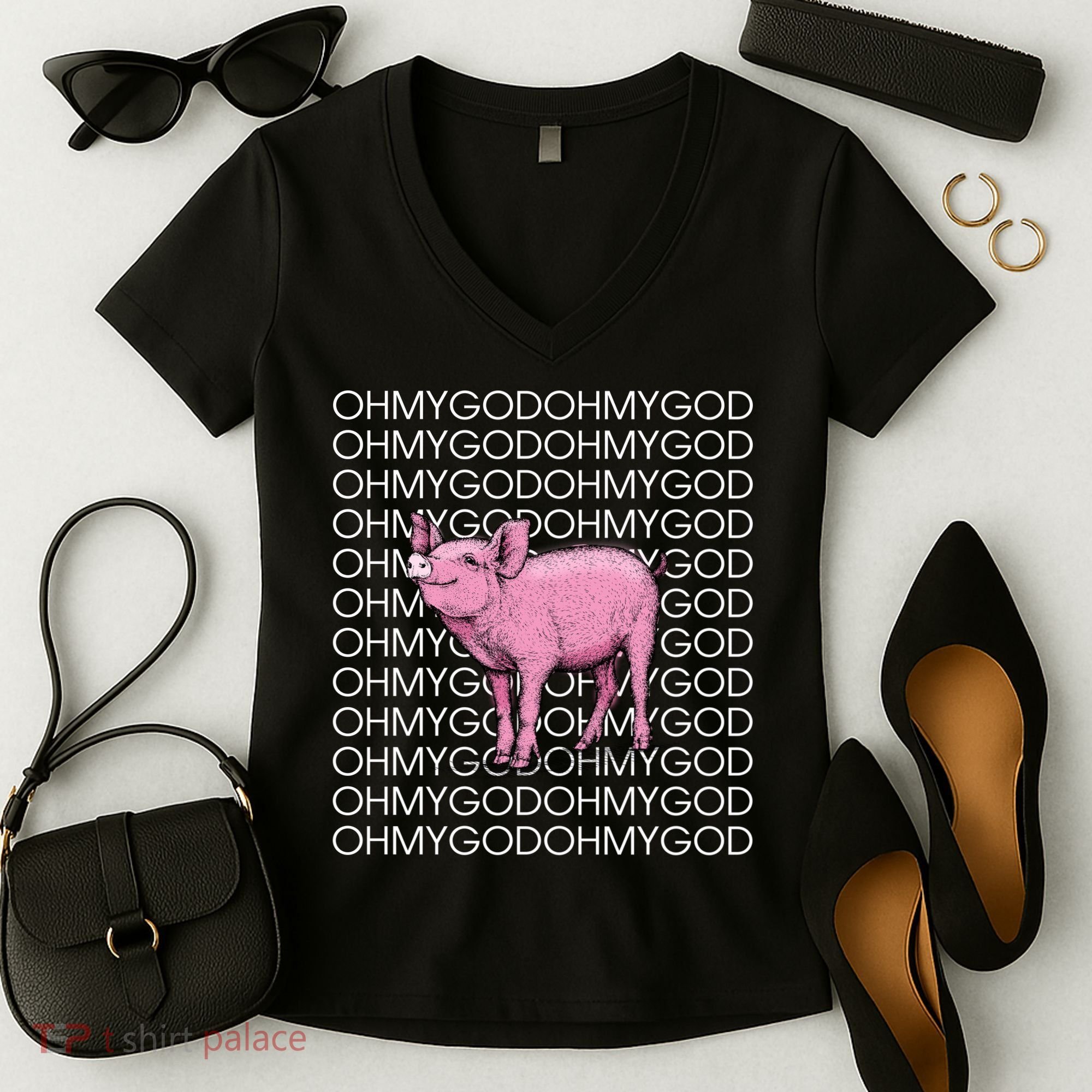Oh My God Pig Women's V-Neck T-Shirt