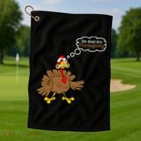 Oh Shit It's Thanksgiving Golf Towel thumb 1