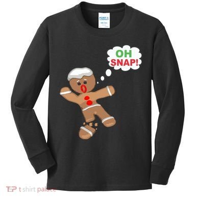 Oh Snap Gingerbread Funny Christmas Design Kids Long Sleeve Shirt