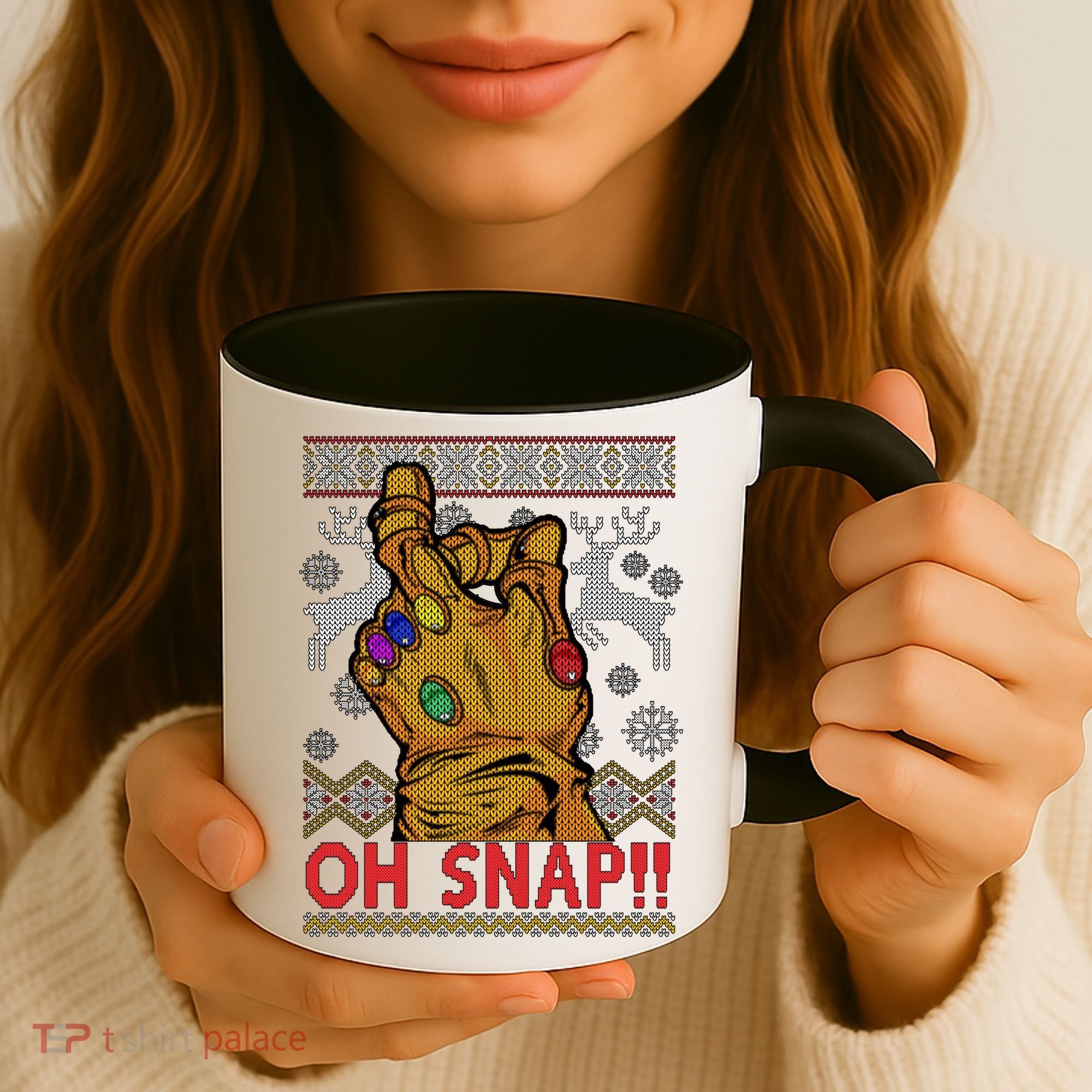 Oh Snap Ugly Christmas Sweater Design Coffee Mug