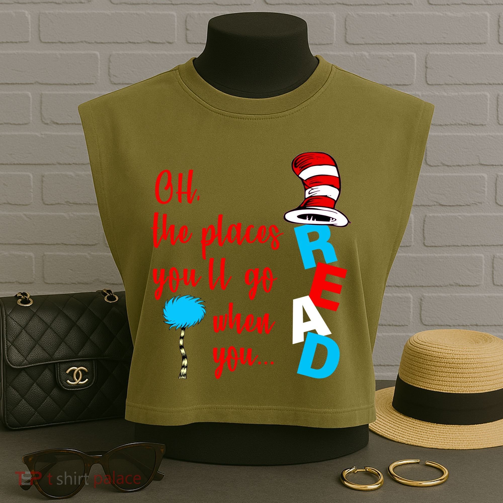 Oh The Places You'll Go When You Read Garment-Dyed Women's Muscle Tee