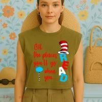 Oh The Places You'll Go When You Read Garment-Dyed Women's Muscle Tee thumb 4