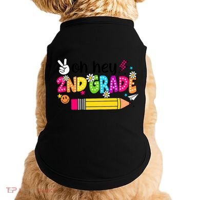 Oh Hey 2nd Grade Back To School Students Teachers Groovy Doggie Tank