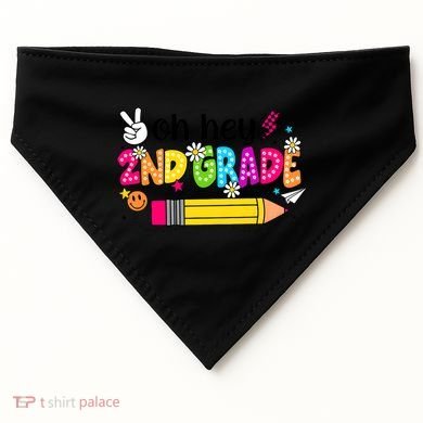 Oh Hey 2nd Grade Back To School Students Teachers Groovy USA-Made Doggie Bandana