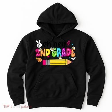 Oh Hey 2nd Grade Back To School Students Teachers Groovy Hoodie