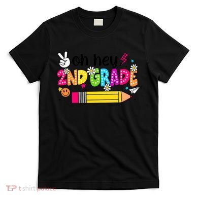 Oh Hey 2nd Grade Back To School Students Teachers Groovy T-Shirt