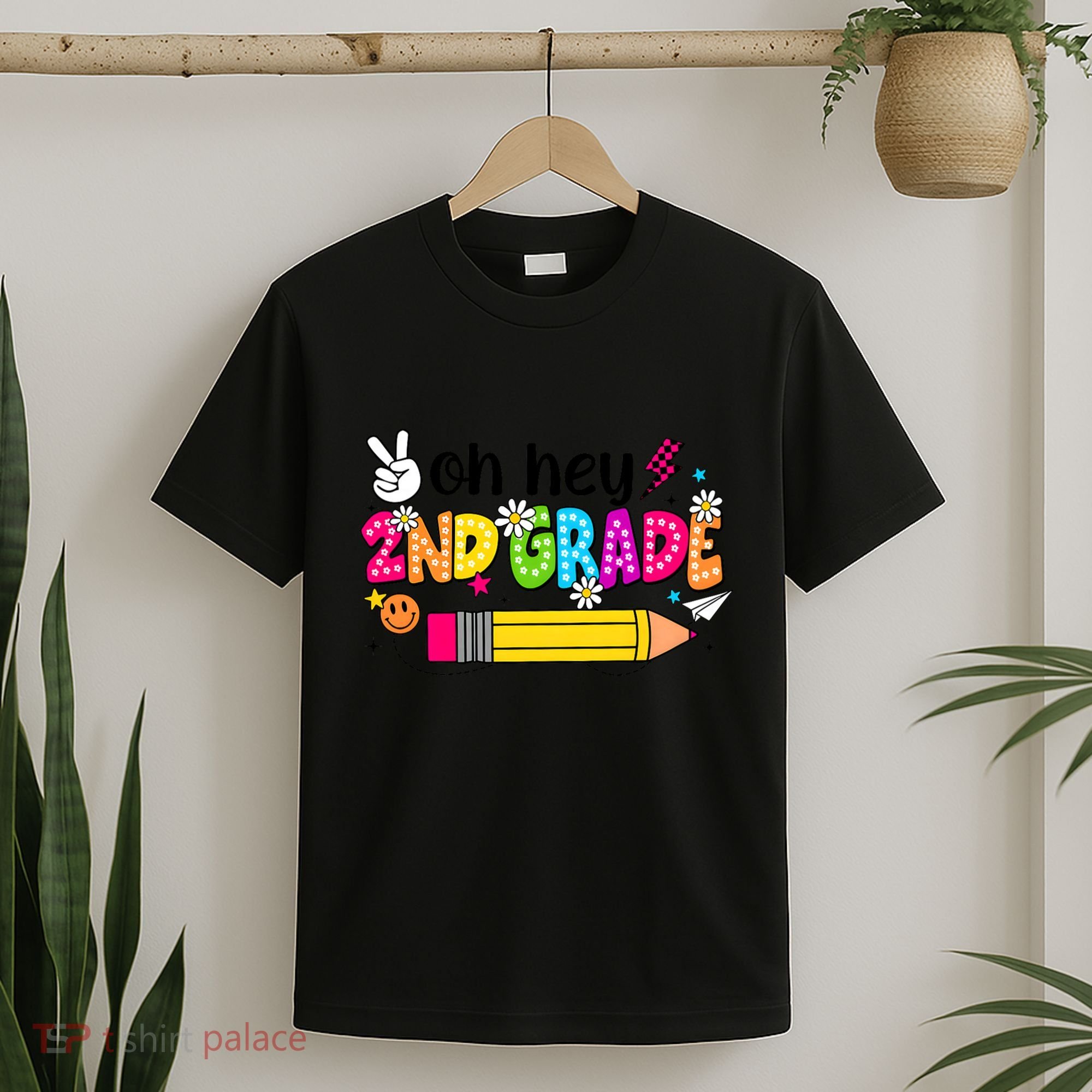 Oh Hey 2nd Grade Back To School Students Teachers Groovy T-Shirt