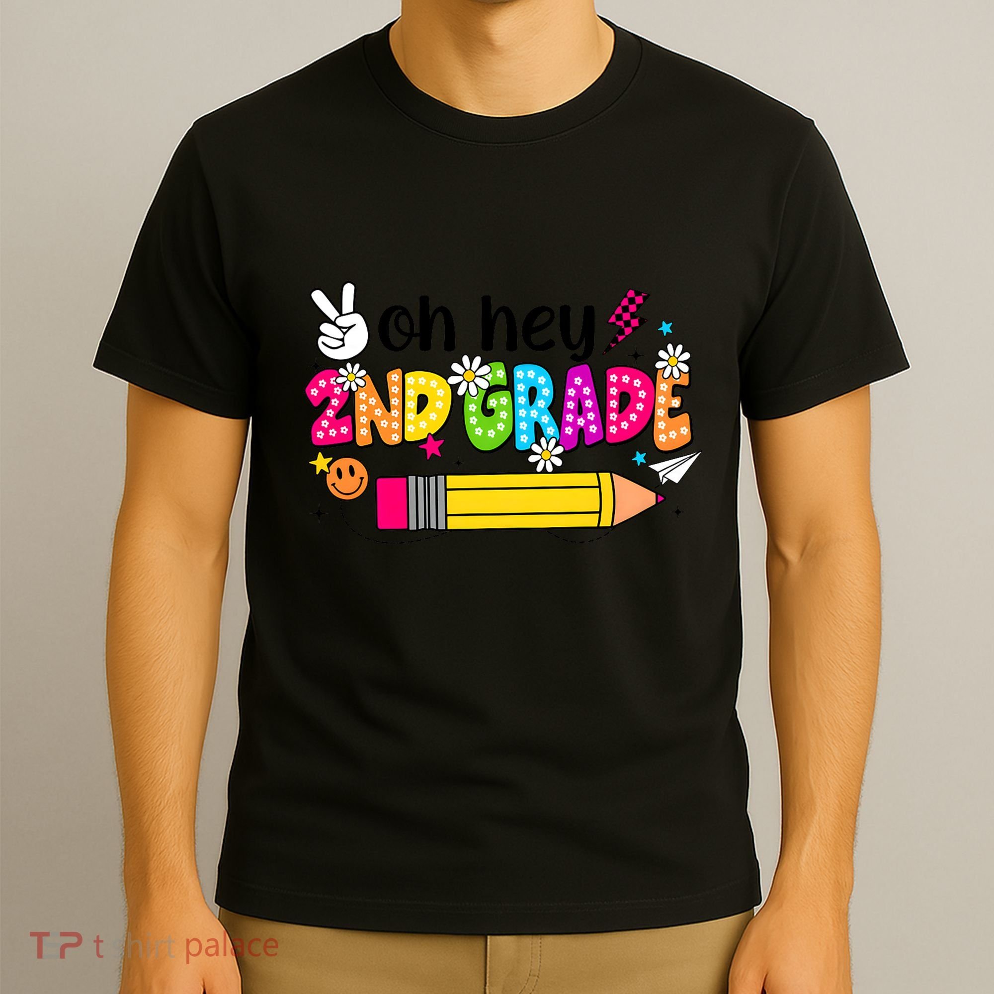 Oh Hey 2nd Grade Back To School Students Teachers Groovy T-Shirt