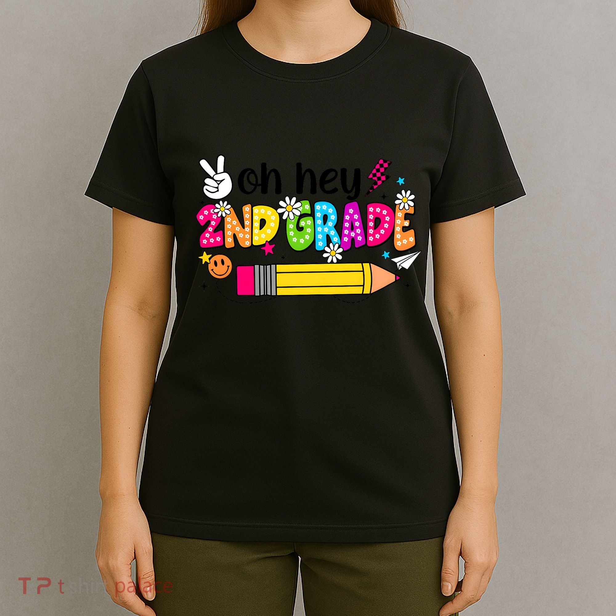 Oh Hey 2nd Grade Back To School Students Teachers Groovy T-Shirt